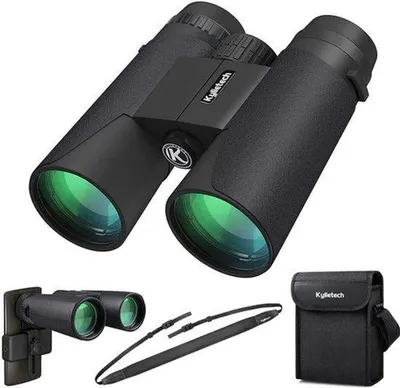 Produktbild von Fernglas 12x42 HD, kompaktes Fernglas, wasserdicht, ideal für Vogelbeobachtung, Wandern, Jagd, Sightseeing. FMC-Objektiv, inklusive Tragetasche, Trageriemen und Smartphone-Adapter