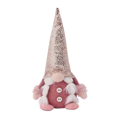 Produktbild von Heikoeco® Wichtel Weihnachten, Rosa Pailletten Gnom Puppe, festliche Weihnachtsdeko für Zuhause, ideal als Geschenk oder zur Dekoration von Regalen,Fr