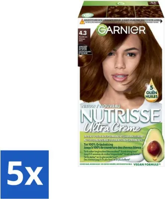 Obrázek produktu pro Garnier - Nutrisse Ultra Cream 4.3 - Barva na vlasy - Zlatohnědá - Intenzivní péče - Permanentní barva - Cenově výhodné balení - 5 kusů