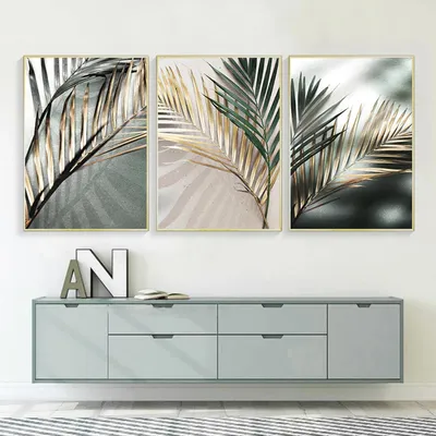 Produktbild von TPFLiving Kunstdruck LW-403 (OHNE RAHMEN) Poster - Leinwand - Wandbild - Hochauflösender Giclée-Druck, langlebig und hochwertig - Goldene Blätter - Wanddeko Wohnzimmer -  - Größe: 20x25cm