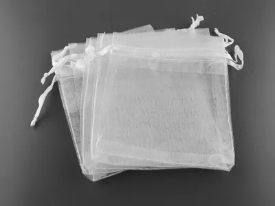 Produktbild von Vintageparts 10 Organzasäckchen in weiß, 8 x 10 cm