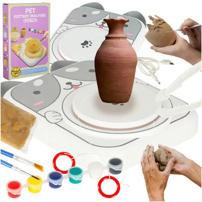 Produktbild von Töpferscheibe, Kreativset, Ton, Farben, Welpe, grau