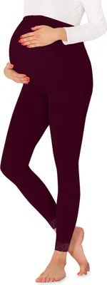 Image de Leggings de grossesse 7/8 Be Mammy pour femmes BE20-262 (bordeaux, XL)