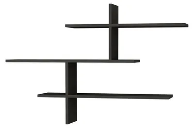 Image de Étagère murale Rangement en Panneau Mélaminé Anthracite 123 x 80,5 x 22 cm Épaisseur 18 mm