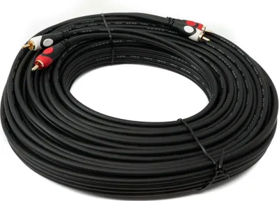 Produktbild von SYSTEM-S Cinch 2 RCA Kabel 20 m Stecker zu Stecker Stereo AV Adapter in Schwarz