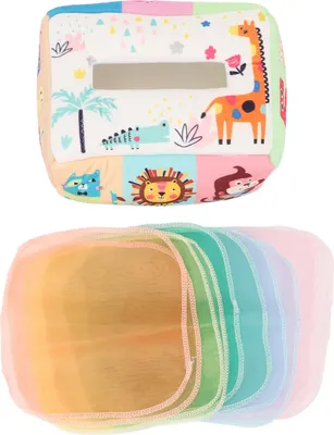 Produktbild von Baby Taschentuchbox Spielzeug, frühes Entwicklungsspielzeug, sensorisches Spielzeug für Säuglinge, Stoff für Kleinkinder, Neugeborene, Waldtier