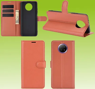Image de Étui pour téléphone Xiaomi Redmi Note 9T 5G, marron, en simili cuir, neuf