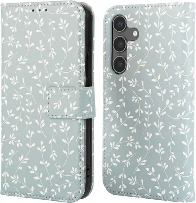 Produktbild von imoshion Design Klapphülle Samsung Galaxy S24 - Smoke Green Flowers
