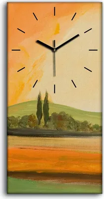 Produktbild von Küche Wohnzimmer Wand Leinwand Uhr Geräuschlos 30x60 Gemälde Landschafts Baum - schwarze Hände