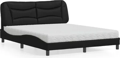Produktbild von vidaXL Bett mit Matratze "Hvar" Schwarz 160x200 cm Kunstleder