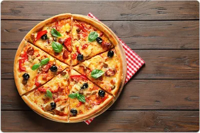 Produktbild von Küchenmatte 100x150 cm Vinylmatte Bodenmatte Dekoration -Pizza Oliven Würstchen