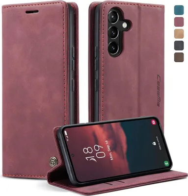 Image de Housse de téléphone Samsung Galaxy A54 5G : Premium cuir à rabat bordeaux