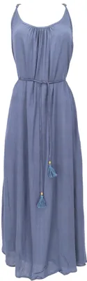 Produktbild von Sommerkleid, Maxikleid, Strandkleid, Hippiekleid mit Gürtel - Blau, Damen, Viskose, Größe: L/XL