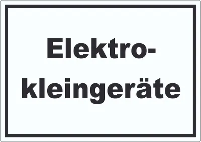 Produktbild von Elektrokleingeräte Mülltrennung Aufkleber mit Text A9 (37x52mm)