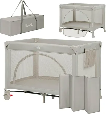 Produktbild von Laura 2-in-1 Reisebett bis zu 15 kg Laufgitter von 0 bis 36 Monate | Seitlicher Einstieg T25 Schaumstoffmatratze, 2 Höhenstufen, Reisetasche, Räder mit Bremse