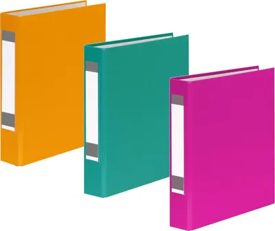 Produktbild von 3x Ringbuch mit Rückenschild / DIN A5 / 2-Ring / je 1x gelb, türkis und pink