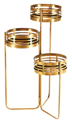 Produktbild von Lockardi Pflanzenständer Metall gold Metall - 3 Etagen | Blumentreppe  Dekoleiter Blumenleiter Regal Wohnzimmerdeko Blumenhocker Pflanzensäule Deko