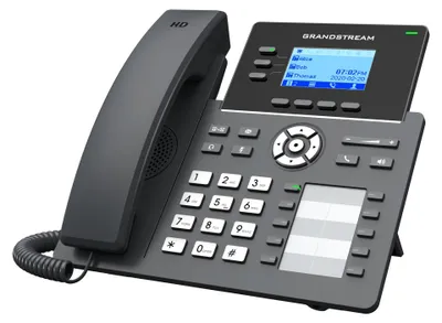Image de Grandstream GRP2604, Téléphone IP, Noir, Combiné filaire, 3 lignes, 2000 entrées, LCD