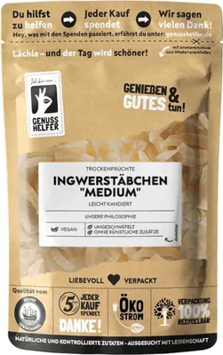 Produktbild von Ingwerstäbchen medium, kandiert, mild im Geschmack, leckerer Snack, 3 x 200g