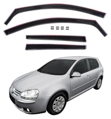 Produktbild von J&J AUTOMOTIVE | GP Windabweiser Für VW Golf 6 2008-2014 Schragheck 4-Tlg, GP Regenabweiser, Schwarz, Getönt, Aerodynamisch, Befeistigung mit Clips