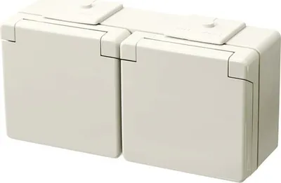 Produktbild von Jung 622 WW Feuchtraum Doppelsteckdose Aufputz waagrecht IP44 grau WG600