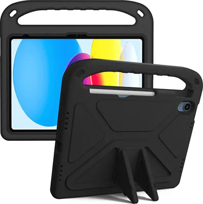 Produktbild von Hülle für iPad 10th Gen 2022 10,9, Leichte Stoßfeste Eva Kinder Schutzhülle mit Griff und Faltbarem Ständer Schwarz