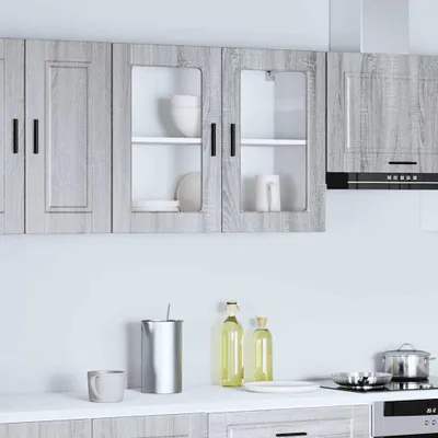 Immagine prodotto di vidaXL Pensile da cucina con anta in vetro Porto Grey Sonoma