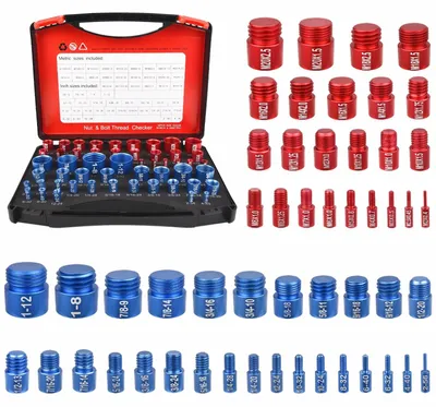 Produktbild von 52-teilige Gewindemessgerät Set - Gewindeprüfer für metrische und imperiale Schrauben