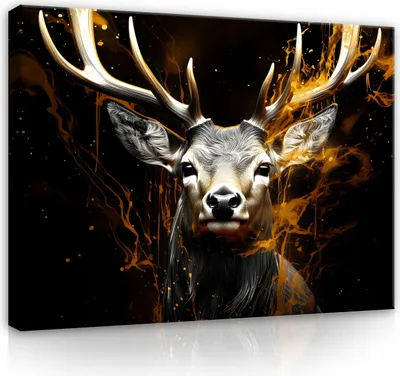 Produktbild von Leinwandbilder Abstrakt Hirsch Tiere 60x40 cm XXL Modern Canvas Bild auf Leinwand Bilder Leinwandbild Wandbilder Wohnzimmer Schlafzimmer
