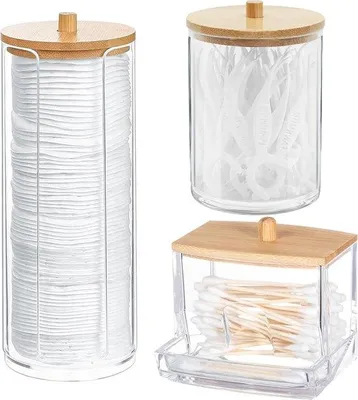Produktbild von Wattestäbchenhalter, 3 Stück – Kompakt – Für Wattepads – Praktischer Organizer