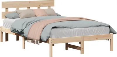 Obrázek produktu pro Rám postele s čelo Hnědá 120 x 190 cm Masivní borové dřevo