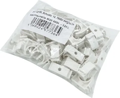 A bag of white plastic cable clamps.