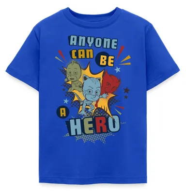 Produktbild von Spreadshirt PJ Masks Anyone Can Be Hero Pyjamahelden Kinder T-Shirt, 110/116 (5-6 Jahre), Royalblau