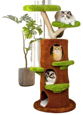 Produktbild von Katzenbaum, mehrstöckige Struktur, gemütliche Wohnungen, grün