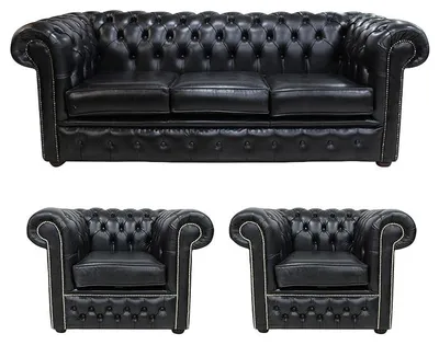 Produktbild von Chesterfield Leder Design Luxus Sofagarnitur Couch Sofa Polster 3+1+1 Sitzer #58