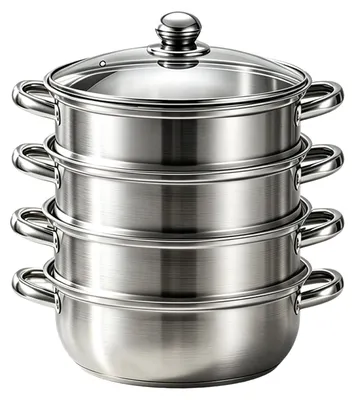Dampfgarer Edelstahl 4-teilig 28 cm silber mit Dämpfeinsatz