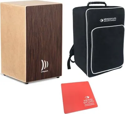 Zdjęcie produktu dla Zestaw cajon Schlagwerk CBA30SW z czerwoną podkładką i torbą