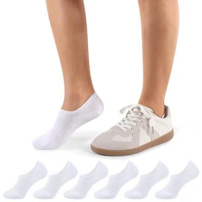 Productafbeelding van Damessokken voor sneakers, 6-pack, katoen, met padding, antislip, wit, maat 35-38