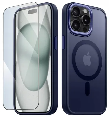 Produktbild von Hülle für iPhone 15 Pro Max mit MagSafe, mattes Case + 9H-Displayschutzfolie