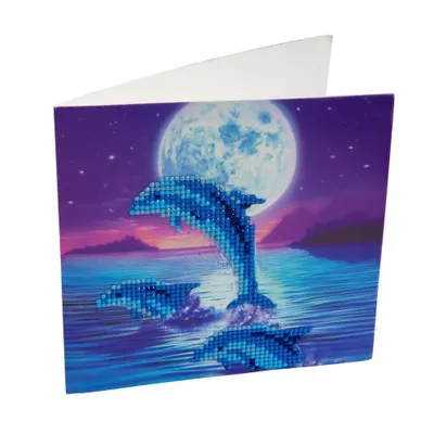 Produktbild von Crystal Art Card Delfine 18x18cm