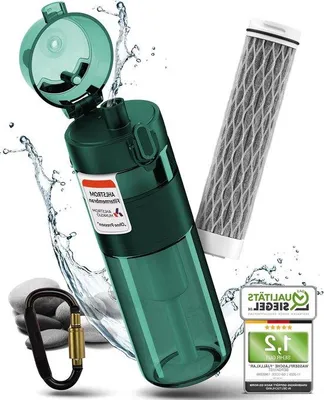 Zdjęcie produktu dla Butelka z filtrem do wody na świeżym powietrzu (500 ml) – butelka z filtrem – zielona