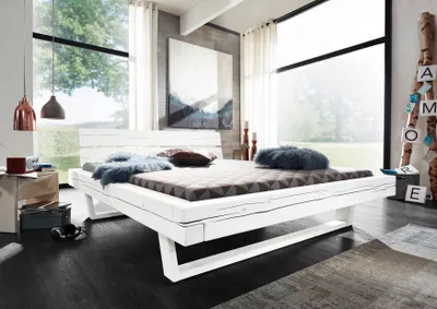 Produktbild von Balkenbett Doppelbett Bettgestell Ehebett Massivholzbett Bett "Long Beach I" 140x200 cm