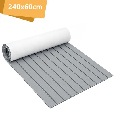Obrázek produktu pro Protiskouzavá podlahová krytina, matná, vhodná pro paluby, koberec, teak, pěna EVA, samolepicí podlahová krytina pro lodě, světle šedá, rozměry 240x60 cm