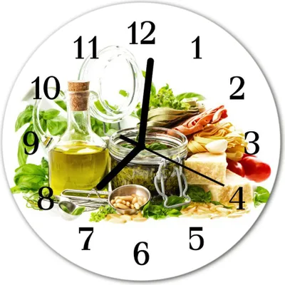 Produktbild von Glasuhr Wanduhr Küchenuhr Echt-Glas 30fi cm Öl Pasta mehrfarbig