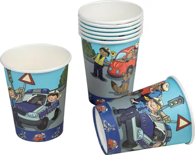 Produktbild von Polizeieinsatz Pappbecher 8er Set