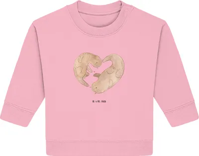 Produktbild von Mr. & Mrs. Panda Organic Baby Pullover Otter Herz 12. - 18. Monat - Baumwolle Pink - Geschenk, Liebe, Hochzeitstag, Bullover
