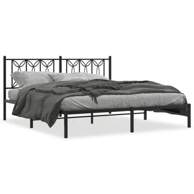 Produktbild von Design Bettgestell mit Kopfteil Metall Schwarz 180x200 cm, Klassische Betten 2024 Neu