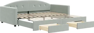 Obrázek produktu pro vidaXL Rozkládací postel se zásuvkami Light Grey 100x200 cm Velvet