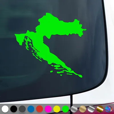 Produktbild von PantherPixel Kroatien Aufkleber Karte Umriss Croatia Hrvatska Sticker Auto Geschenkidee Farbe Neon-Grün