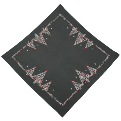 Produktbild von Tischdecke 85 x 85 cm Tannenbaum Anthrazit Weihnachten Stickerei